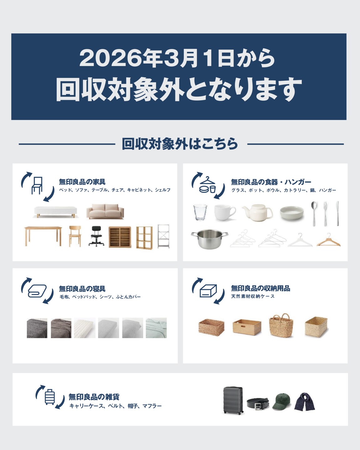 阪急西宮ガーデンズ】ReMUJI回収対象を縮小します｜無印良品 阪急西宮